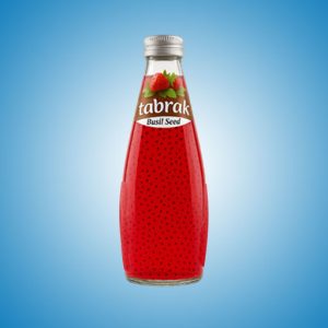نوشیدنی میوه ای بدون گاز تخم شربتی توت فرنگی 300 میلی لیتر